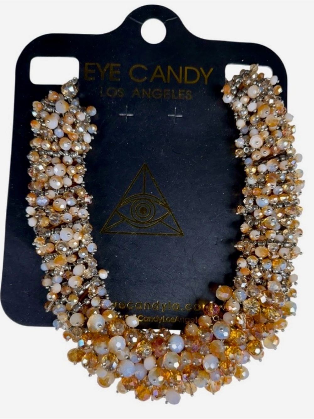 NWOT Eye Candy Gold‎ and Cream Cluster Necklace